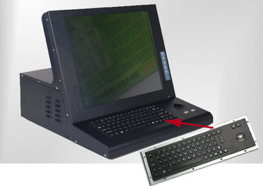 Anti- clavier d'ordinateur industriel noir du vandale IP65 avec la boule de commande d'acier inoxydable