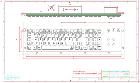 80 clavier industriel en métal évalué des clés IP65 avec la souris de boule de commande et le pavé numérique
