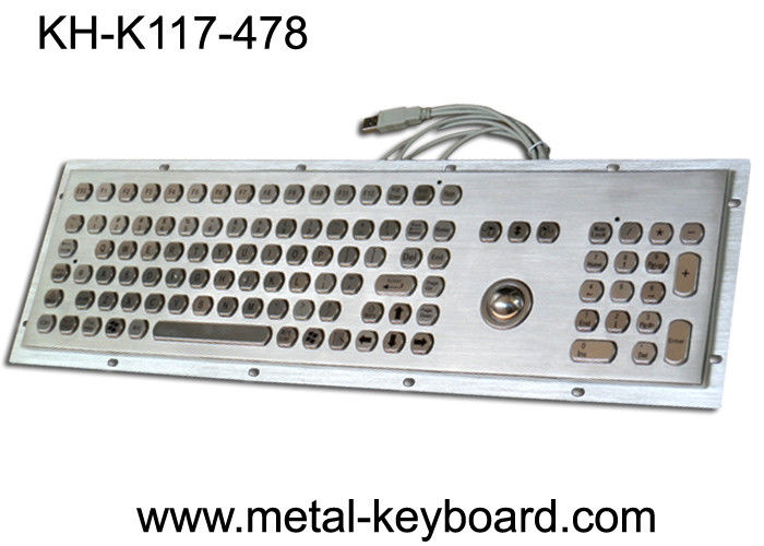 Clavier d'ordinateur industriel d'acier inoxydable avec la boule de commande, clavier de preuve de la poussière